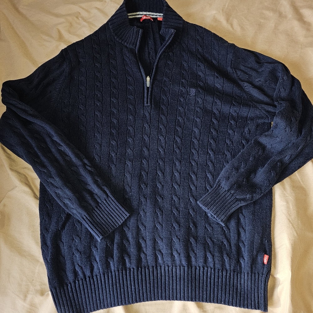 Blue Izod Quarter-Zip Sweater (Men's)